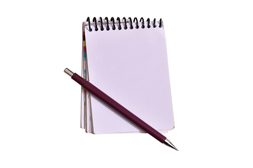 notepad notebook with pencil and blank sheet of paper book