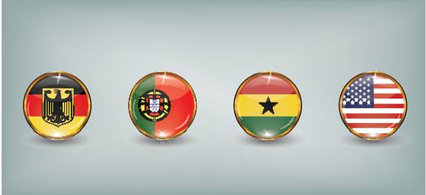 gruppe der internationalen flaggenschaltfläche - soccer soccer ball symbol algeria stock-grafiken, -clipart, -cartoons und -symbole
