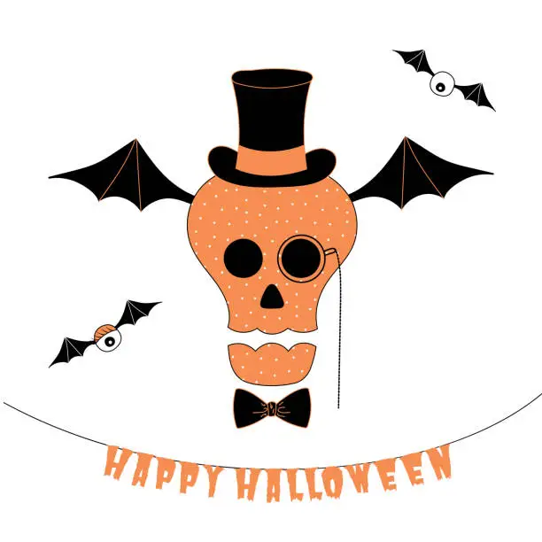 Vector illustration of Funny Halloween skull illustration