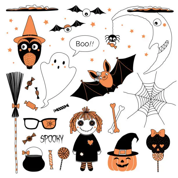 Vector illustration of Halloween design elements collection