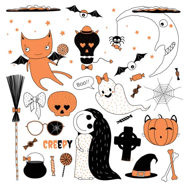 Vector illustration of Halloween design elements collection