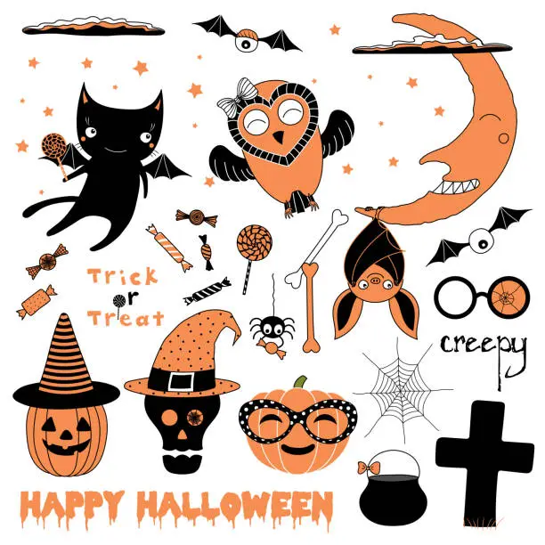Vector illustration of Halloween design elements collection