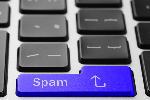 Spam Button Blue Button With Word Spam On Computer Keyboard Closeup Stock Photo ...