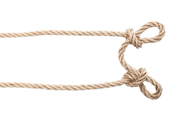 istock Hemp rope with knots isolated on white, top view 1708874454