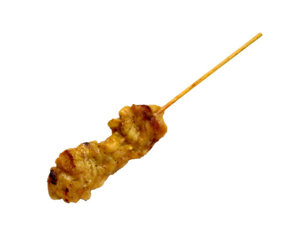 istock Thai pork grilled stick or moo ping with bamboo stick isolate on a white background. 1708933776