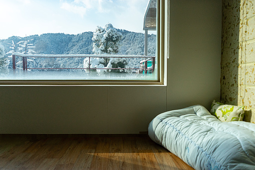 Winter scenery outside the window