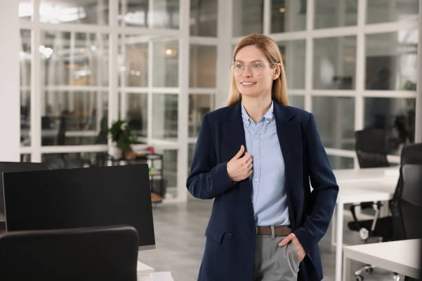 istock Happy real estate agent indoors. Space for text 1708943118