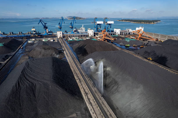 istock Aerial view of the coal freight terminal from above 1708994649