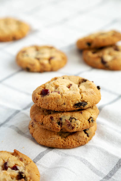istock Homemade White Chocolate Cranberry Cookies, low angle view. 1709058445