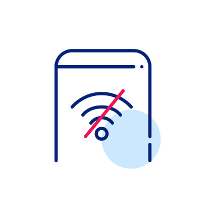 No internet signal on a smartphone. Pixel perfect, editable stroke icon