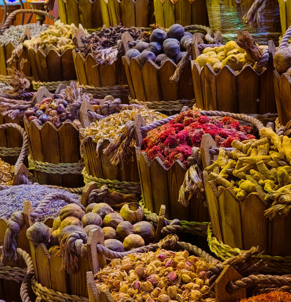 Alacati, Turkey - September 6th 2019: Shop selling spices and dried foods. The country is famous for its spices.