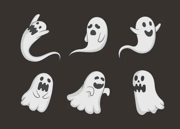 Vector illustration of Cartoon ghost spooky halloween spirit vector image.