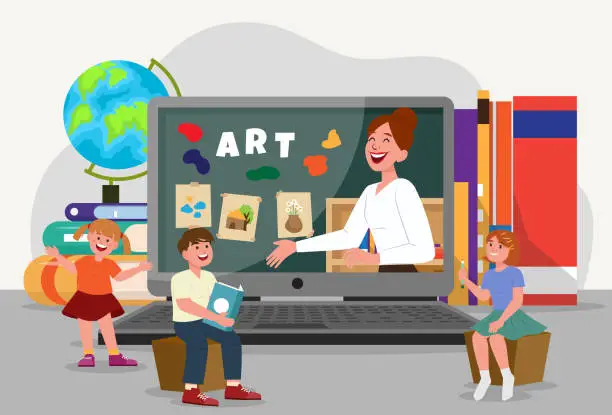 Vector illustration of Students can study through remote learning or online learning from home.