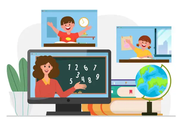 Vector illustration of Students can study through remote learning or online learning from home