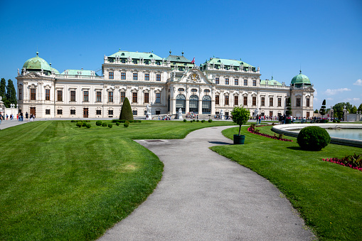 February 22, 2022: Facade of Belvedere Palace, Vienna, Austria