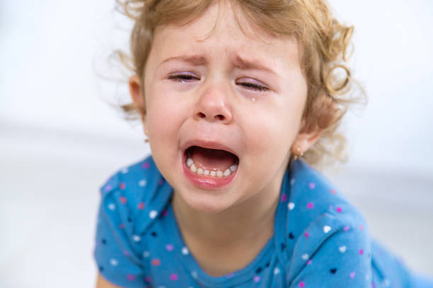 istock Child crying tears face girl. Selective focus. 1709275235
