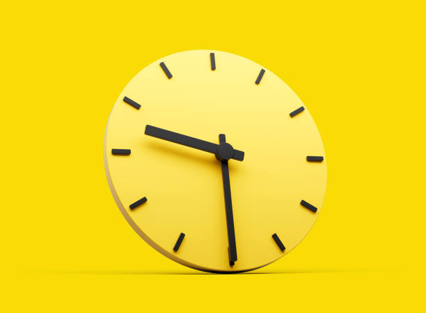 istock 3d Simple Yellow Round Wall Clock 9:30 Nine Thirty Half Past 9 On Yellow Background 3d illustration 1709276892