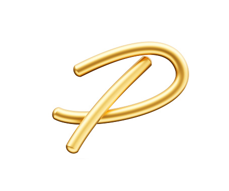3d Golden Shiny Capital Letter P Alphabet P Rounded Inflatable Font White Background 3d Illustration