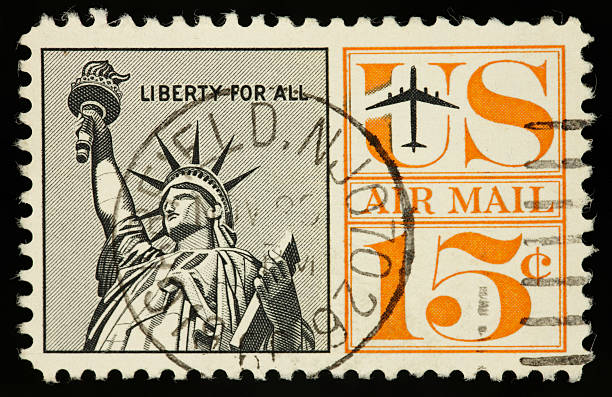 istock US vintage postage stamp air mail liberty  15 cents 170927767