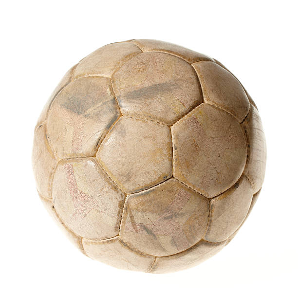 bardzo stare używane football - soccer ball old leather soccer zdjęcia i obrazy z banku zdjęć