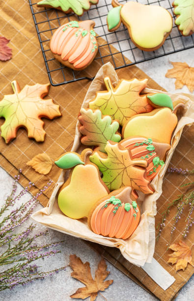 istock Multicolored autumn homemade cookies in a gift box 1709288769