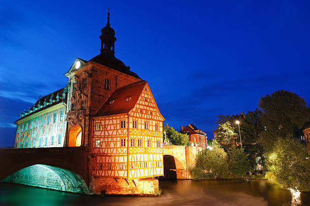 Former city hall (Altes Rathaus) in Bamberg at night