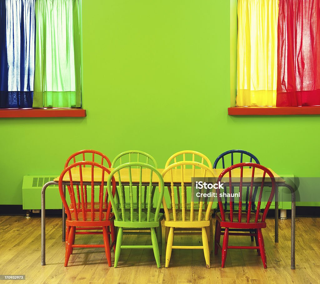 Colourful Classroom A very colourful nursery school classroom. Multi Colored Stock Photo