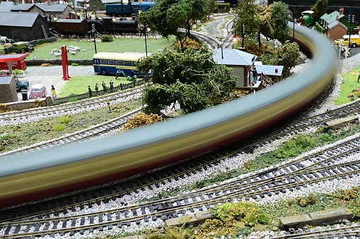 Demonstration of high velocity using a model railway.