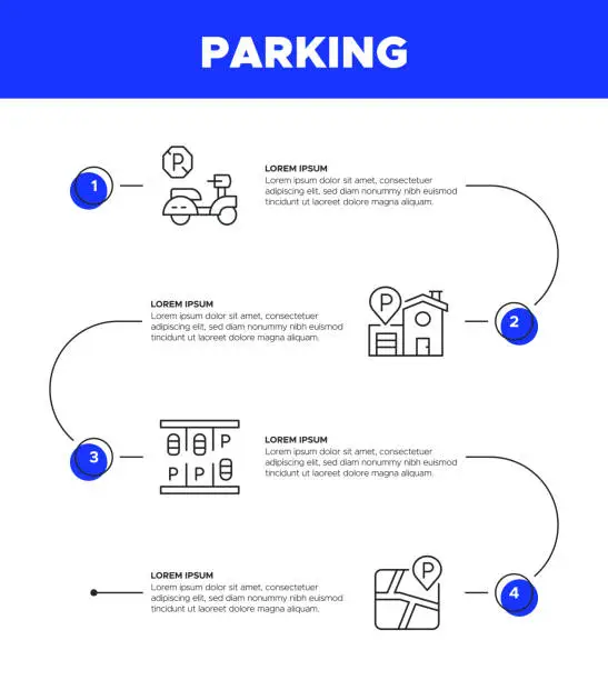 Vector illustration of Parking Infographic Template - Car Park Icons, Parking Lot Illustrations