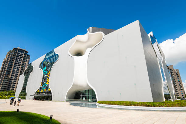 Taichung, Taiwan- August 27, 2023: Modern building view of the National Taichung Theater in Taiwan. This is the only national performing arts center in central Taiwan.
