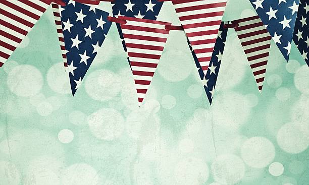 Grungy American Flag Banners Grungy American Flag Banners american flag bunting stock pictures, royalty-free photos & images