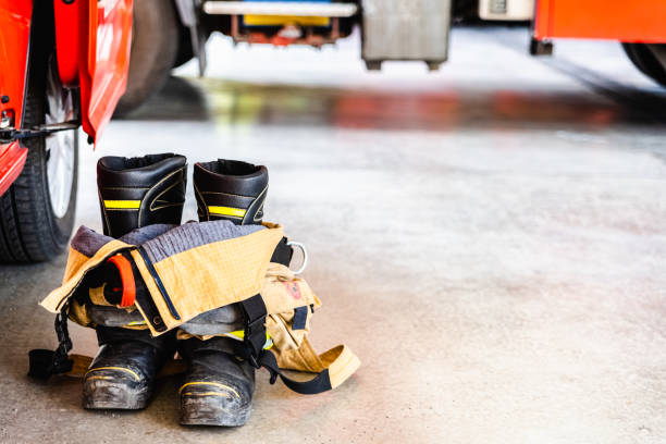 istock Special clothes to extinguish fires, the firemen use these boots not to burn when entering fires. 1709434393