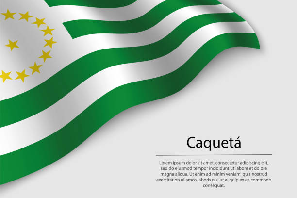 Wave flag of Caqueta is a region of Colombia Wave flag of Caqueta is a region of Colombia. Banner or ribbon vector template caqueta stock illustrations