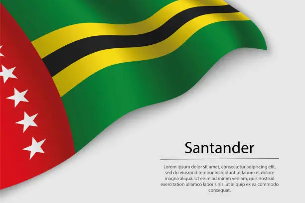 Vector illustration of Wave flag ofSantander is a region of Colombia