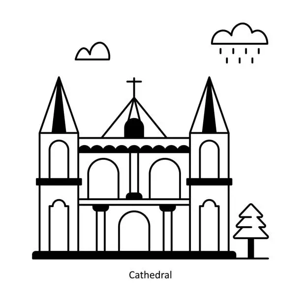 Vector illustration of Cathedral vector Solid  Design illustration. Symbol on White background EPS 10 File