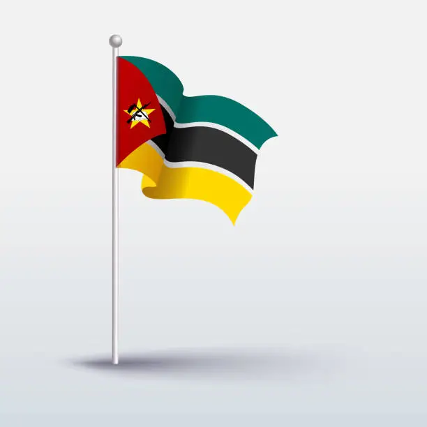 Vector illustration of Waving Flag of Mozambique