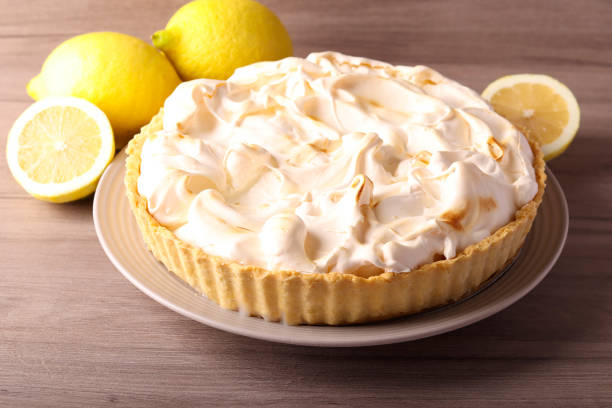 istock Lemon and merengue tart, served 1709477579