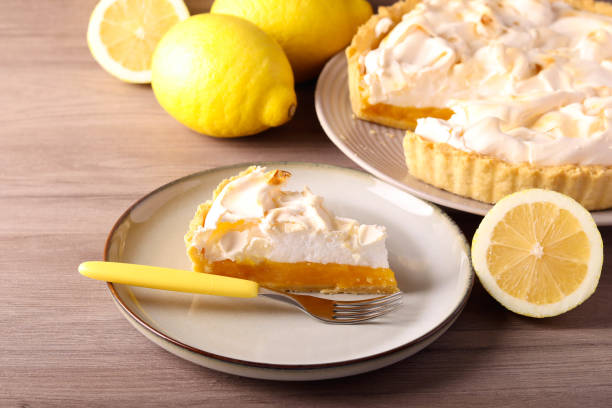 istock Lemon and merengue tart, served 1709478066