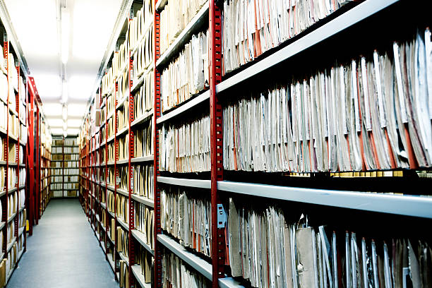 Hulton Archive filing. Shelves housing historic photographs in the Hulton Archives. filing paperwork stock pictures, royalty-free photos & images