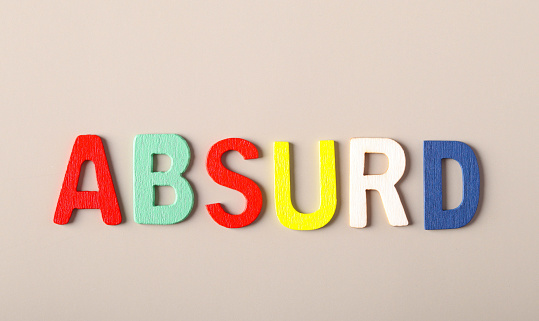 Word - Absurd - written with wooden letters