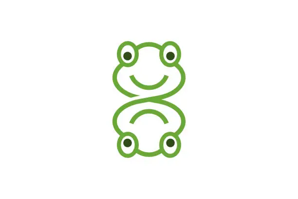 Vector illustration of frog infinity logo design with ambigram concept