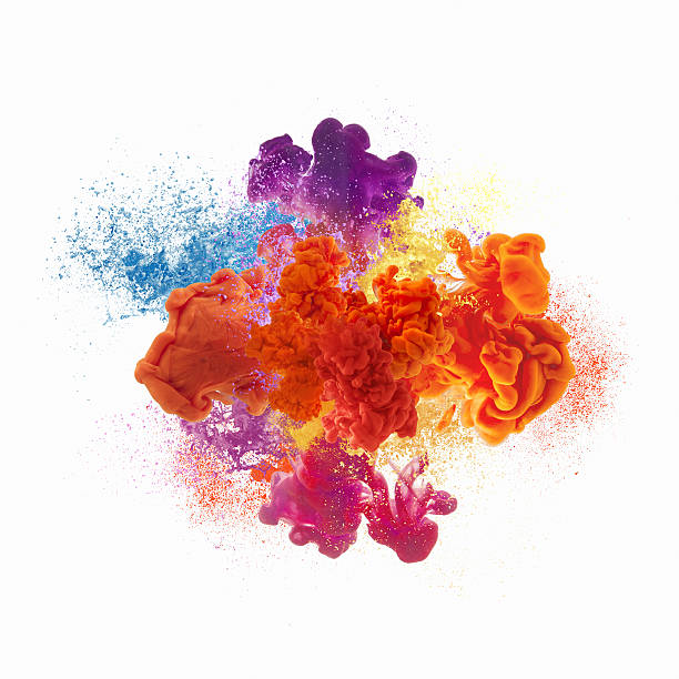 explosión de pintura - paint multi colored color image art fotografías e imágenes de stock