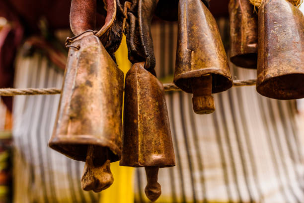 istock Antique metal cowbells hanging. 1709554868