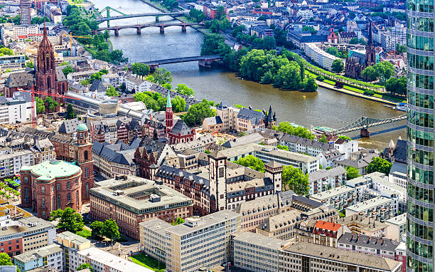 istock Aerial view on Frankfurt Roemer, Paulskirche and Main 170955871