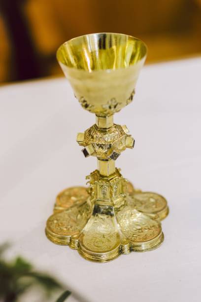 istock Golden blessed chalice for the Christian liturgy. 1709592996