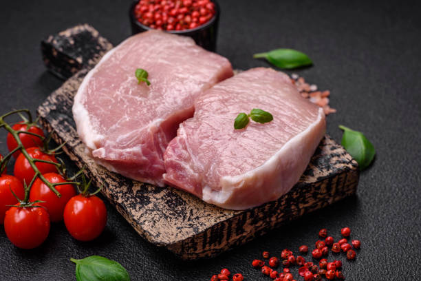 istock Raw fresh pork meat steak with salt, spices and herbs 1709598478