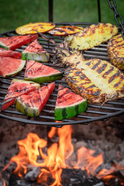 istock Grilled watermelon and pineapple in the summer garden. 1709620854