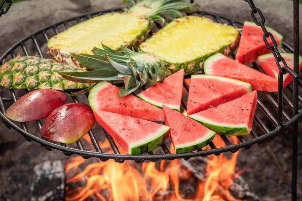istock Roasted watermelon and pineapple in the summer garden. 1709626952