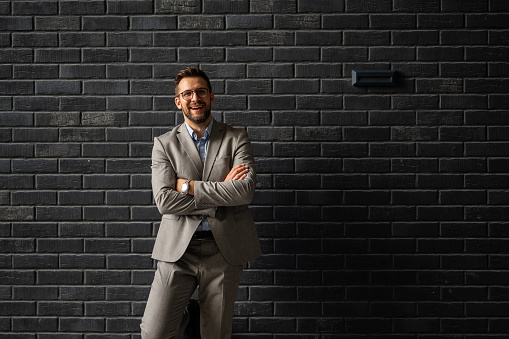 Elegant business man portrait on neutral backgroung