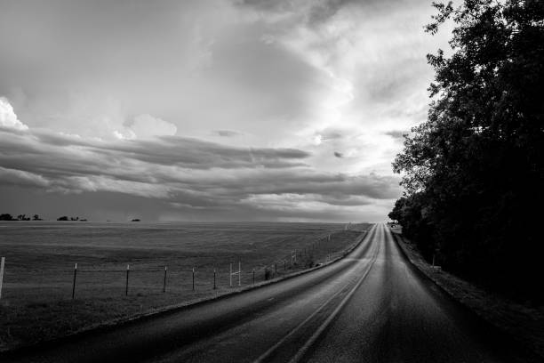 istock Stormy Road - Black and White 1709643481
